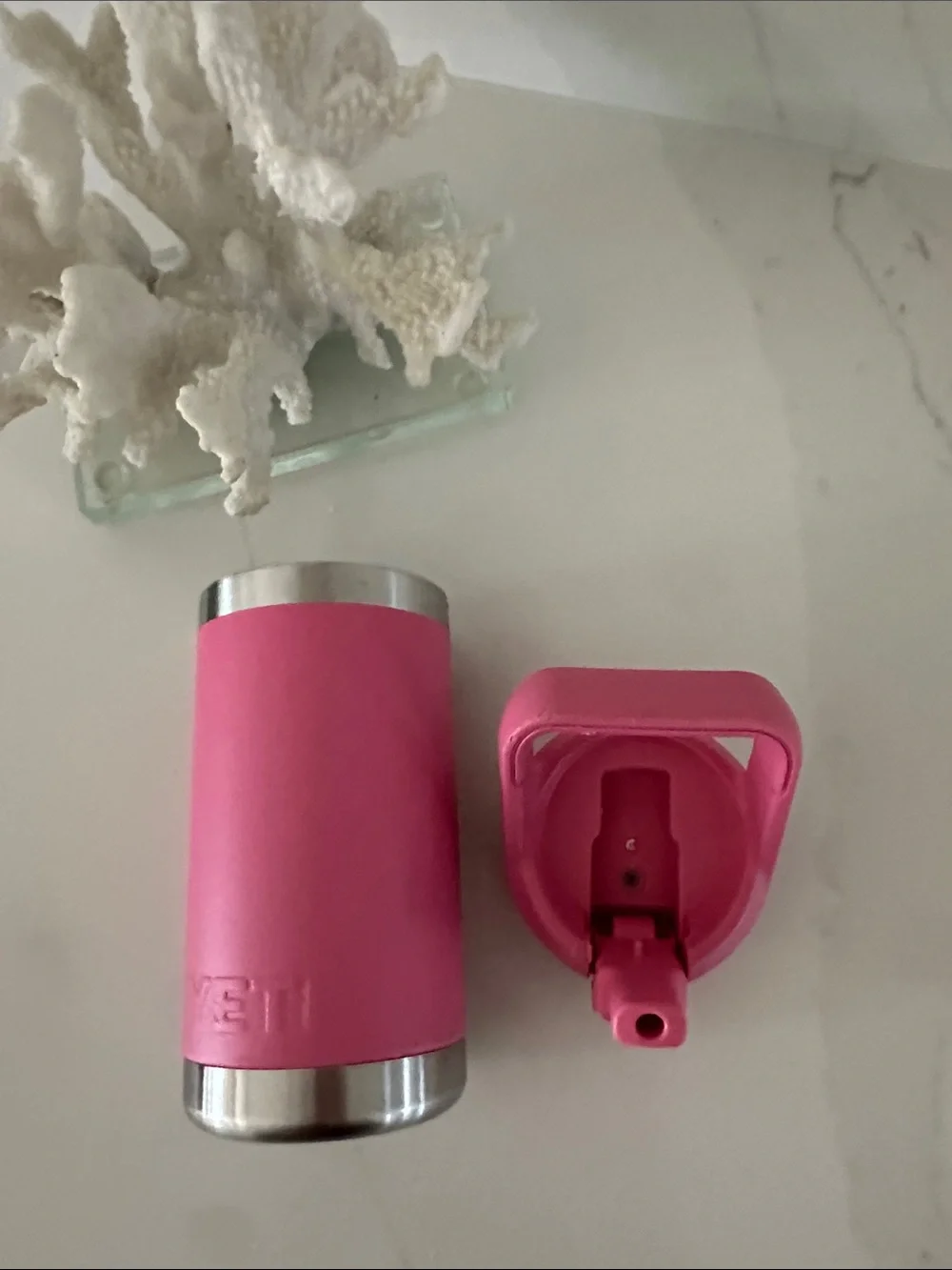 Yeti Pink Rambler Jr. Tumbler.